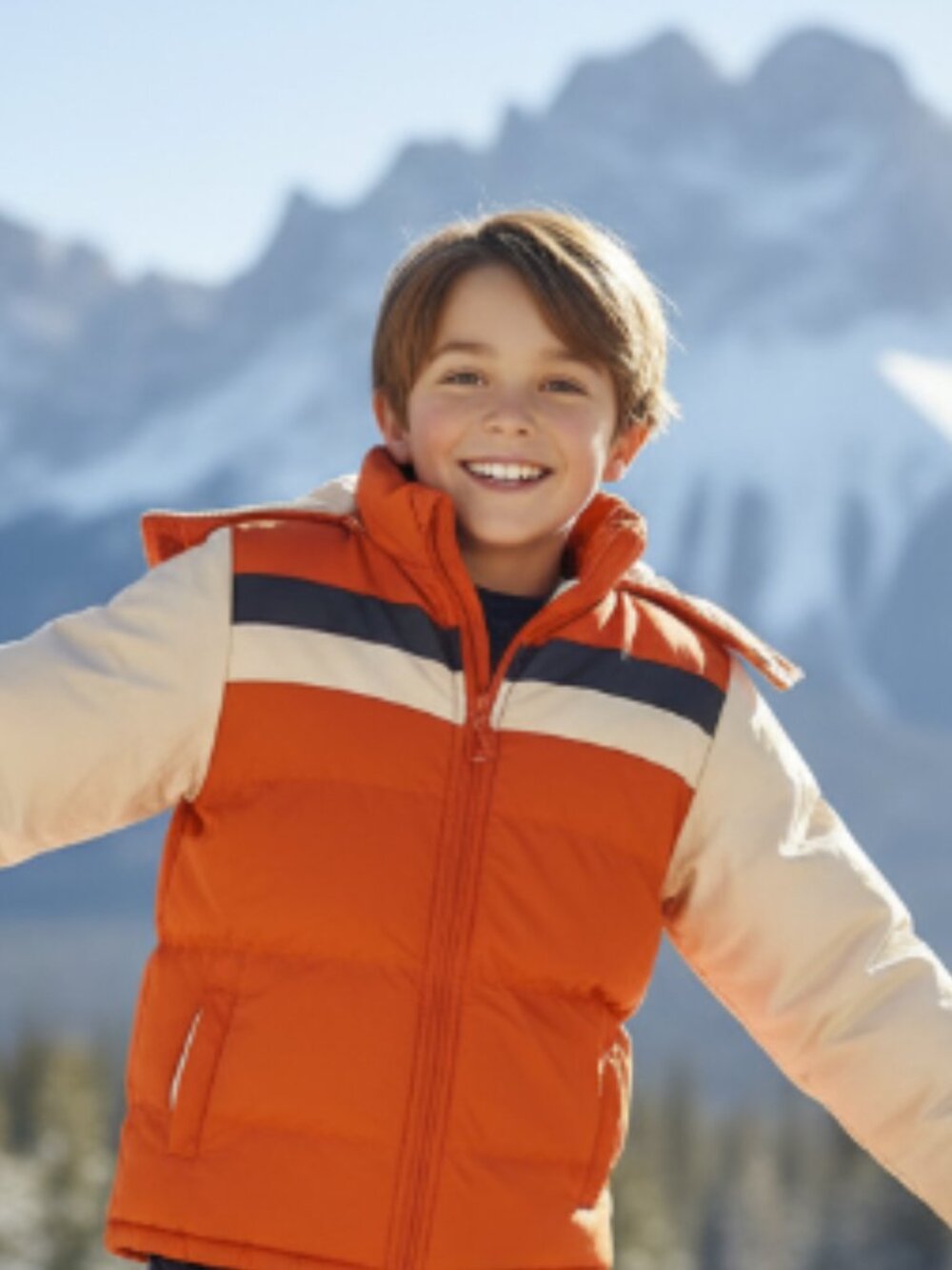Boys Orange/Gray Winter Coat Size L 14/16